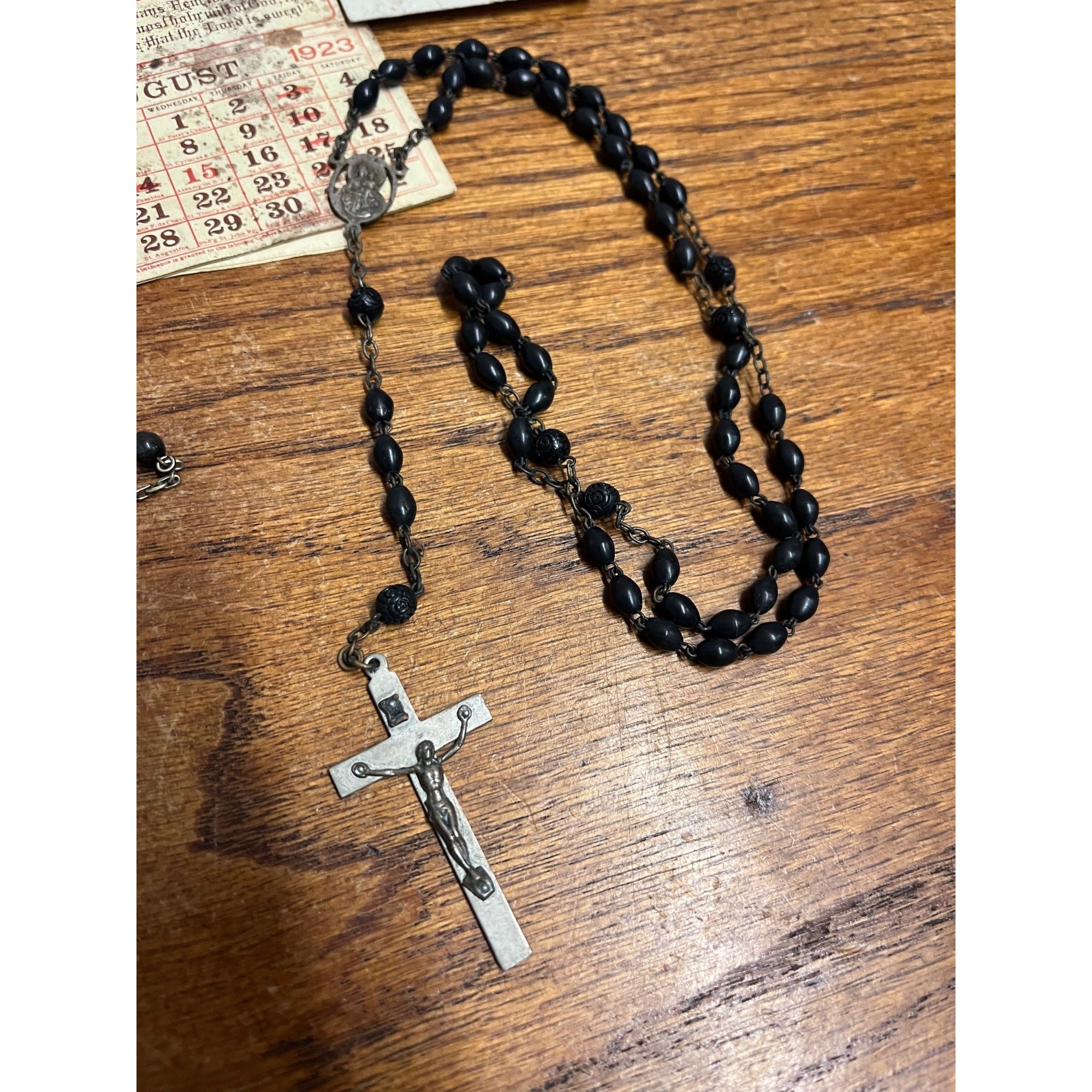 Vintage Black Beaded Rosaries Catholic Religious Relics Lot Rosary Prayer Books
