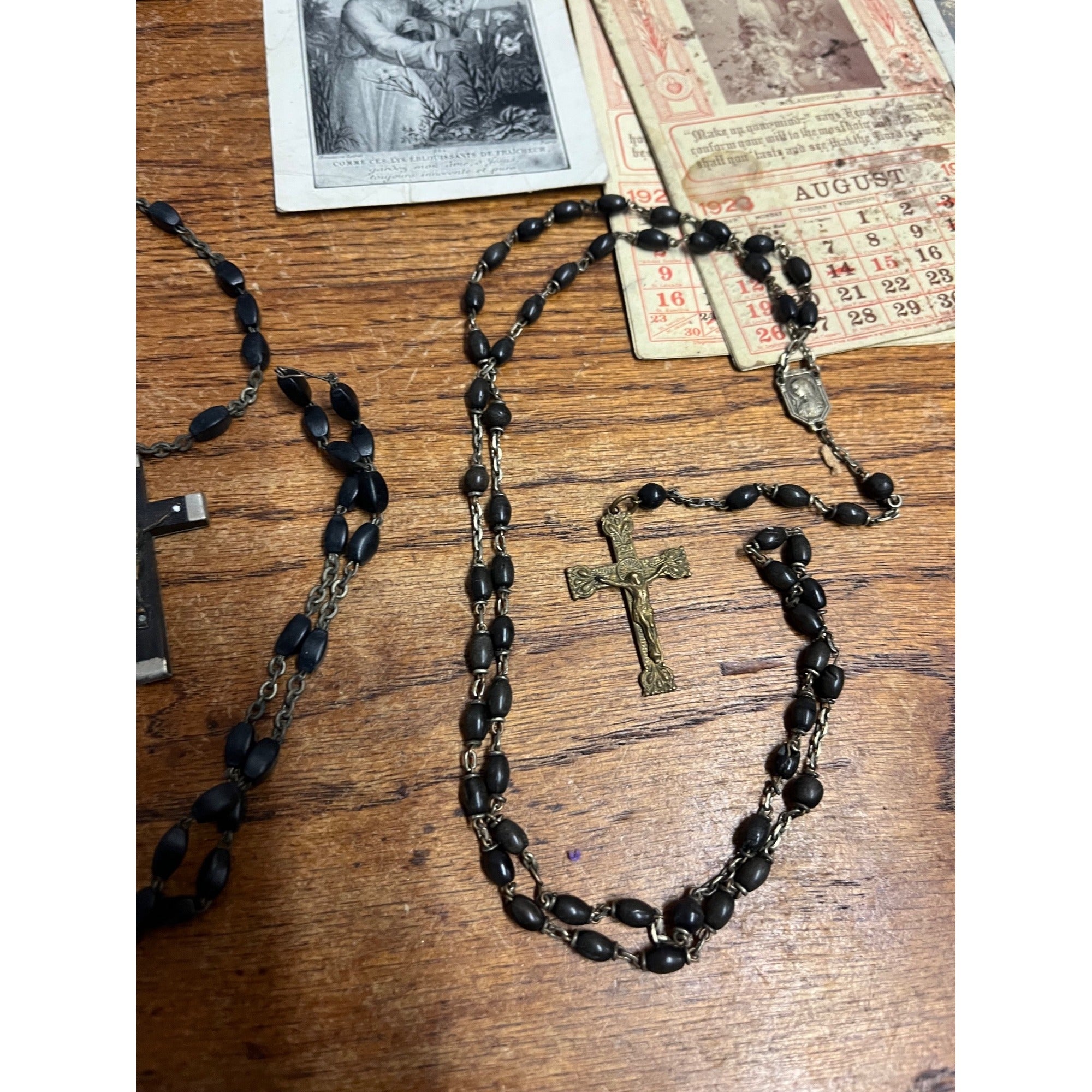 Vintage Black Beaded Rosaries Catholic Religious Relics Lot Rosary Prayer Books