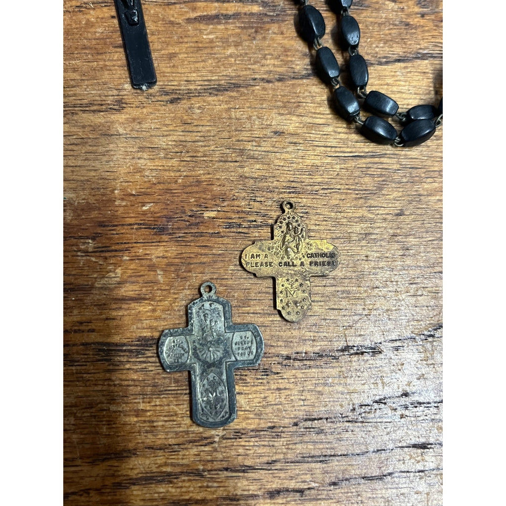 Vintage Black Beaded Rosaries Catholic Religious Relics Lot Rosary Prayer Books