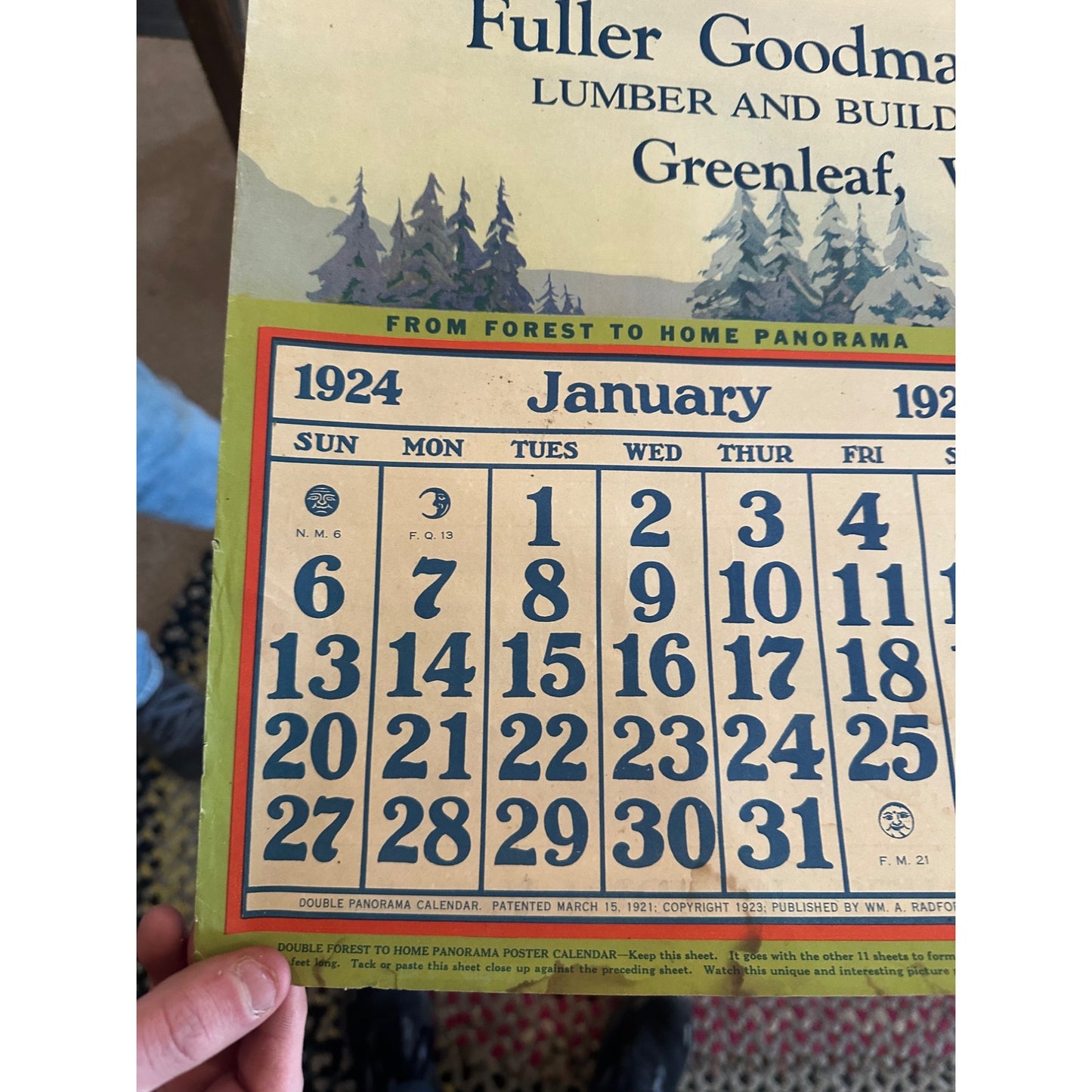 Vintage Fuller Goodman Lumber (Oshkosh Wis) Advertising Calendar Sign Farm Litho