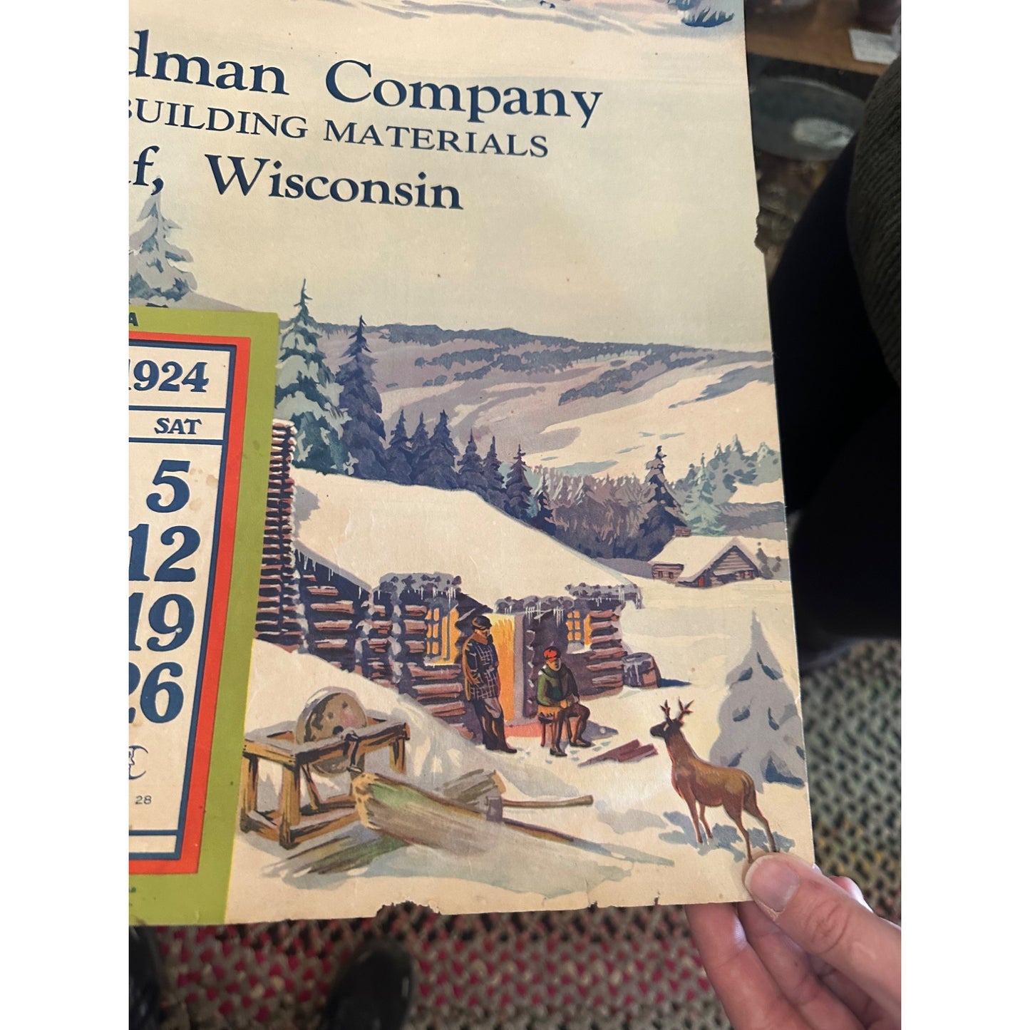 Vintage Fuller Goodman Lumber (Oshkosh Wis) Advertising Calendar Sign Farm Litho