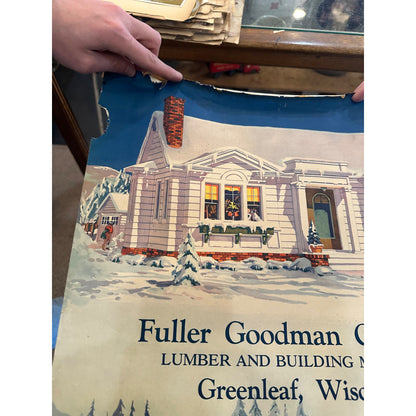 Vintage Fuller Goodman Lumber (Oshkosh Wis) Advertising Calendar Sign Farm Litho