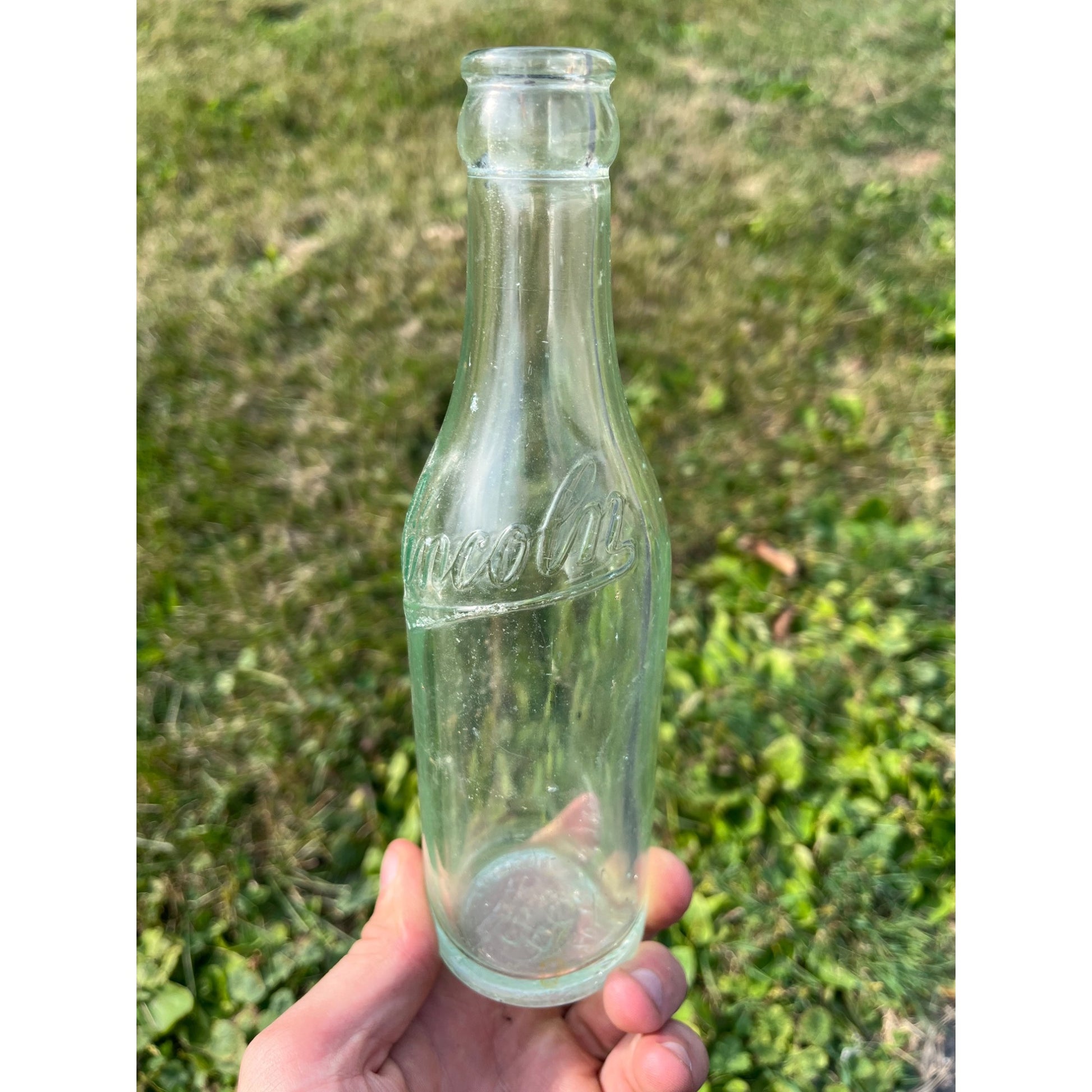 Vintage 1920s Lincoln Bottling Co. 7oz Embossed Soda Bottle Illinois