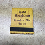 Hotel Republican Kewaskum Wis. Restaurant Supper Club Advertising Matchbook
