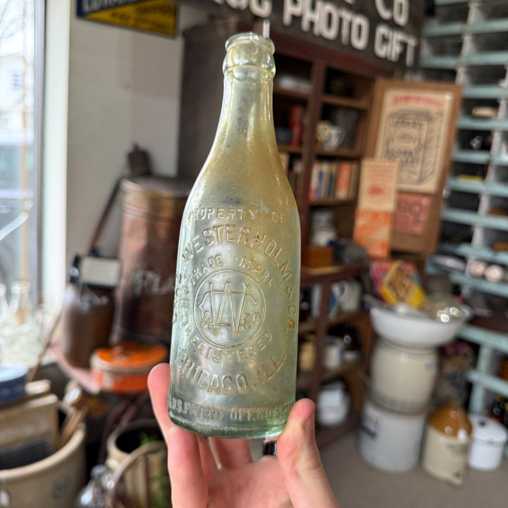 Chas Westerholm & Co. LIM. Chicago Soda Bottle Aqua Embossed Wisconsin Wis WI