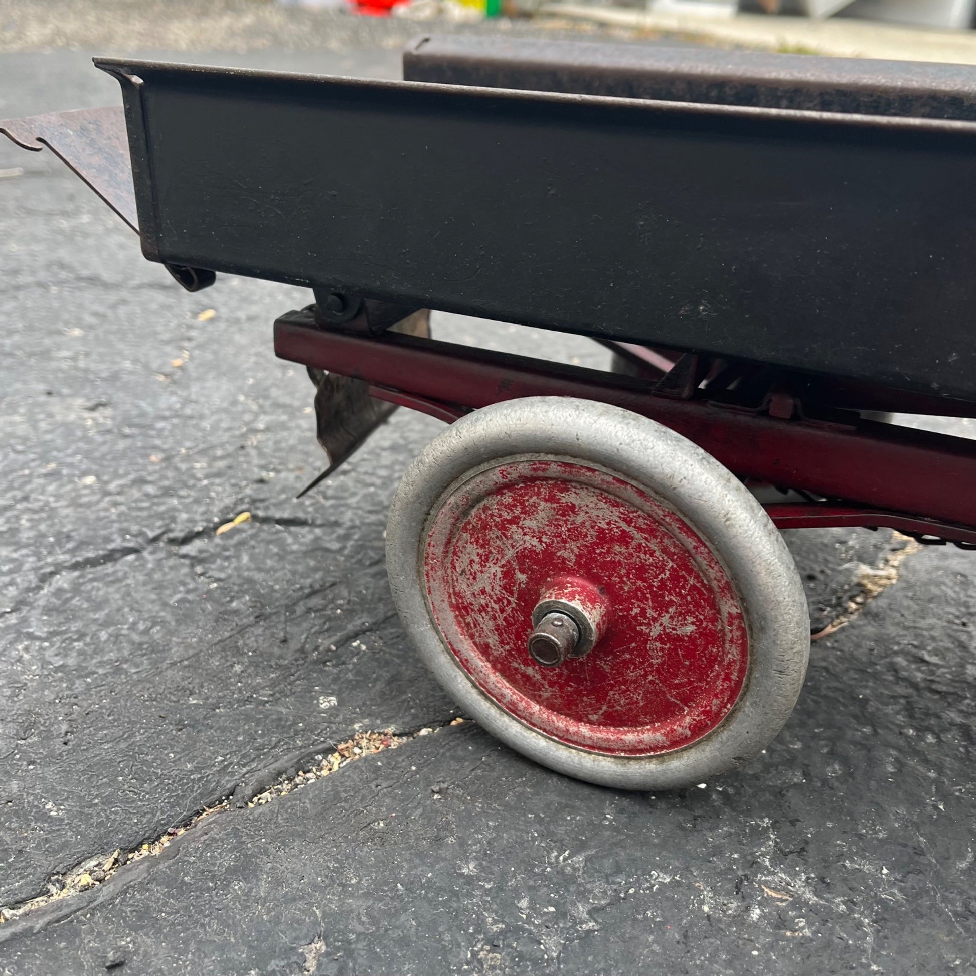 Vintage 1920s Buddy L Black Dump Truck Chain Driven Pressed Steel Toy