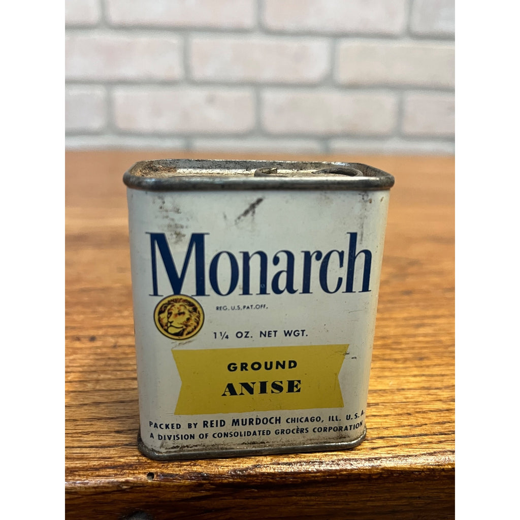 Vintage Monarch Anise Spice Tin, Reid Murdoch Co. Chicago Advertising Can