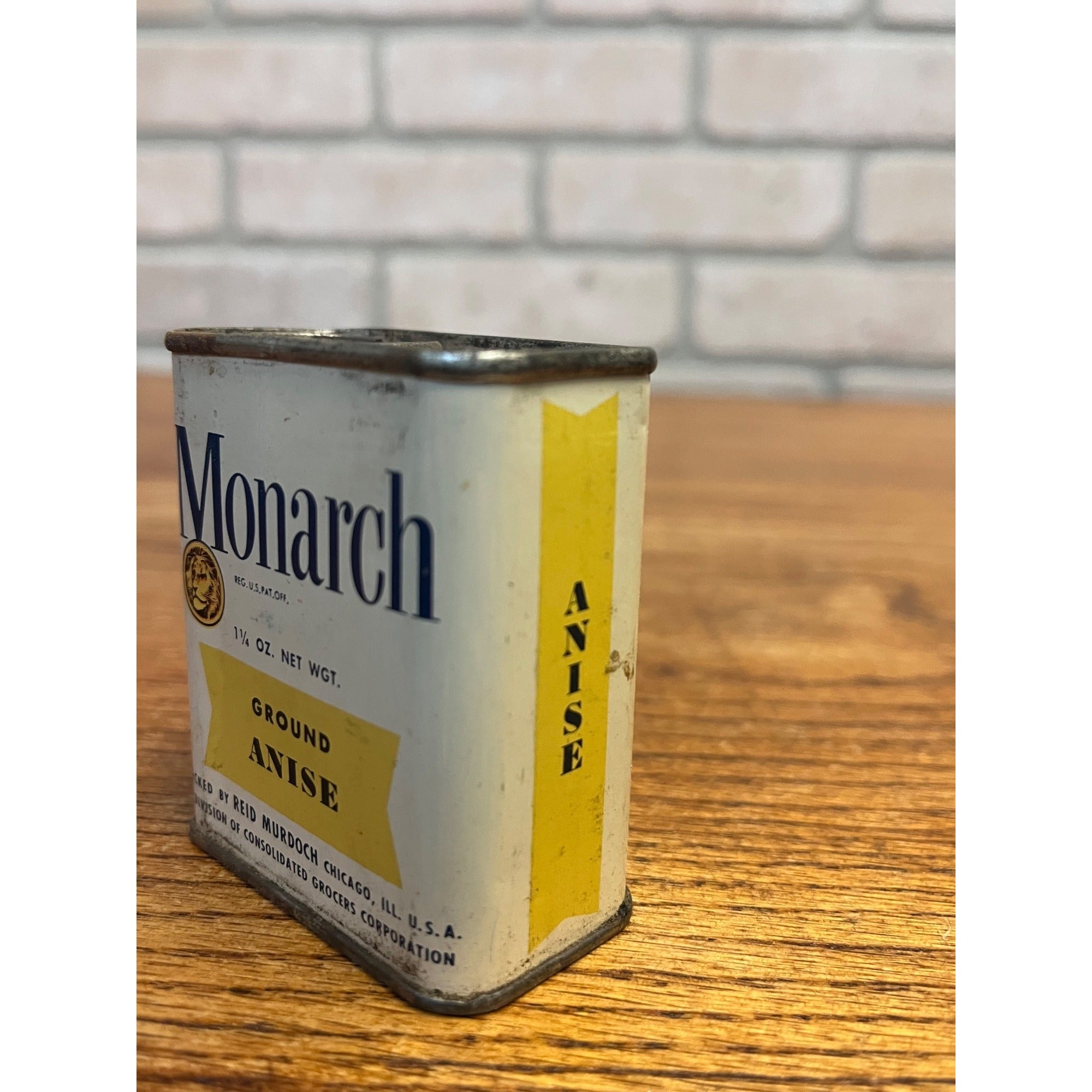 Vintage Monarch Anise Spice Tin, Reid Murdoch Co. Chicago Advertising Can