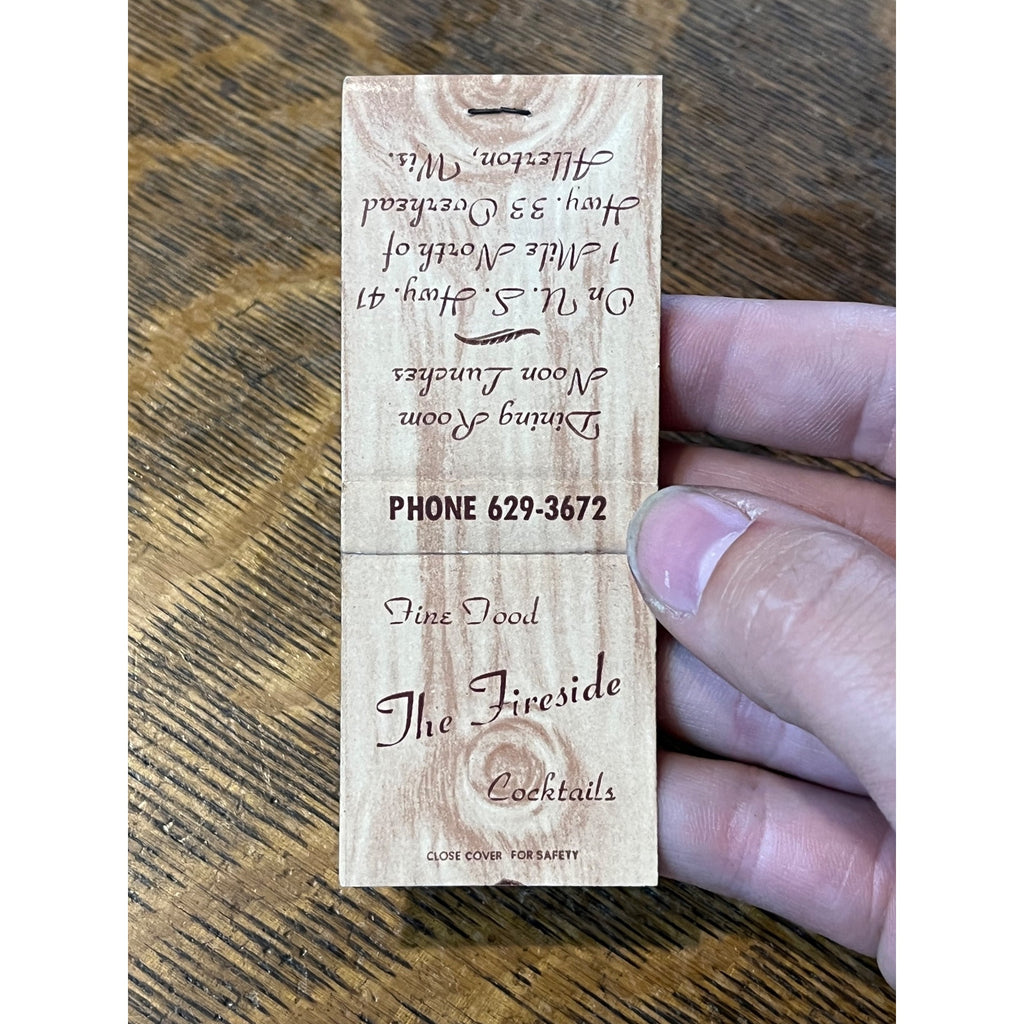 Vintage Matchbook Advertising - The Fireside Cocktails - Allenton, Wis.