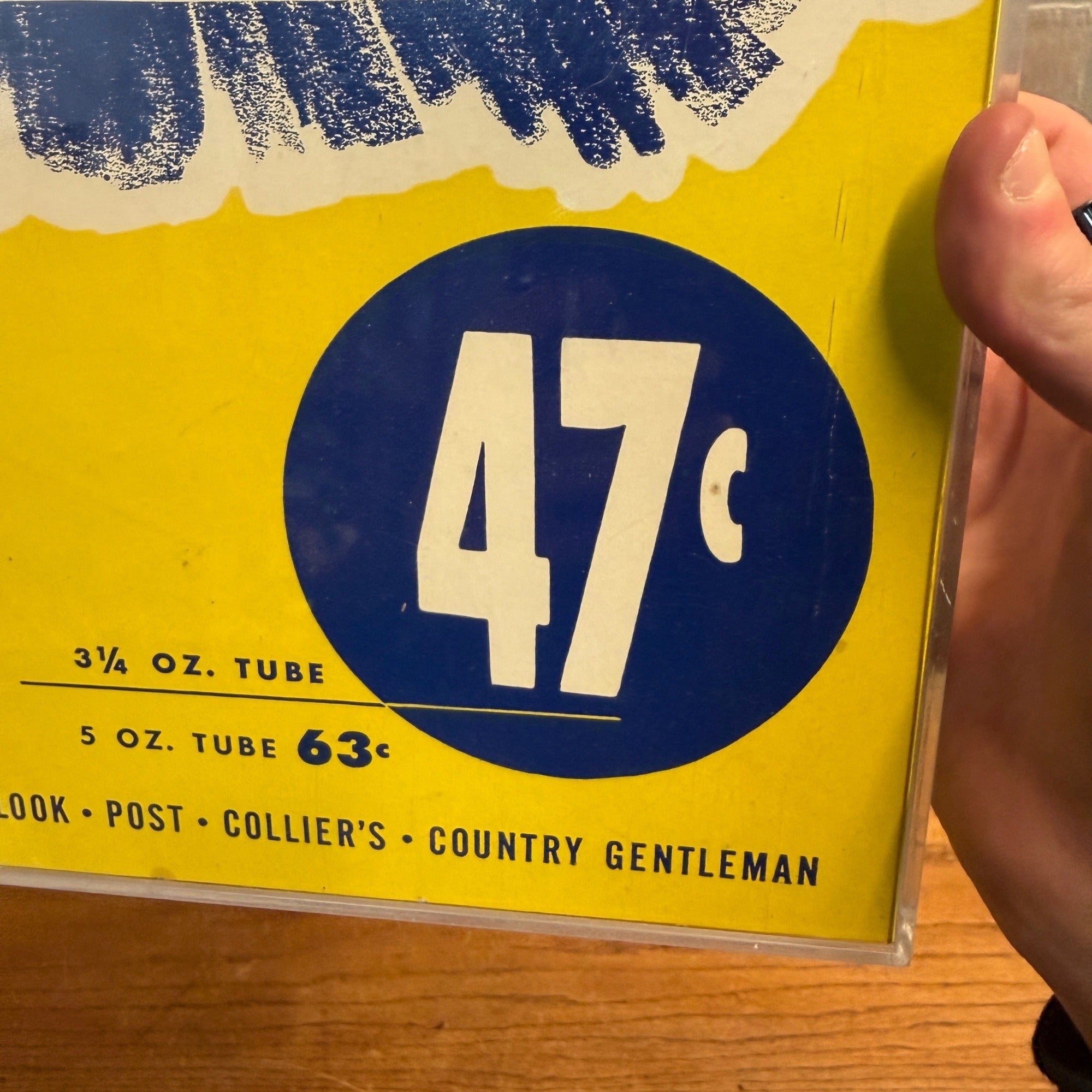 Vintage 1960s Rexall Drug Store Tooth Paste Display Cardstock Advertising Sign