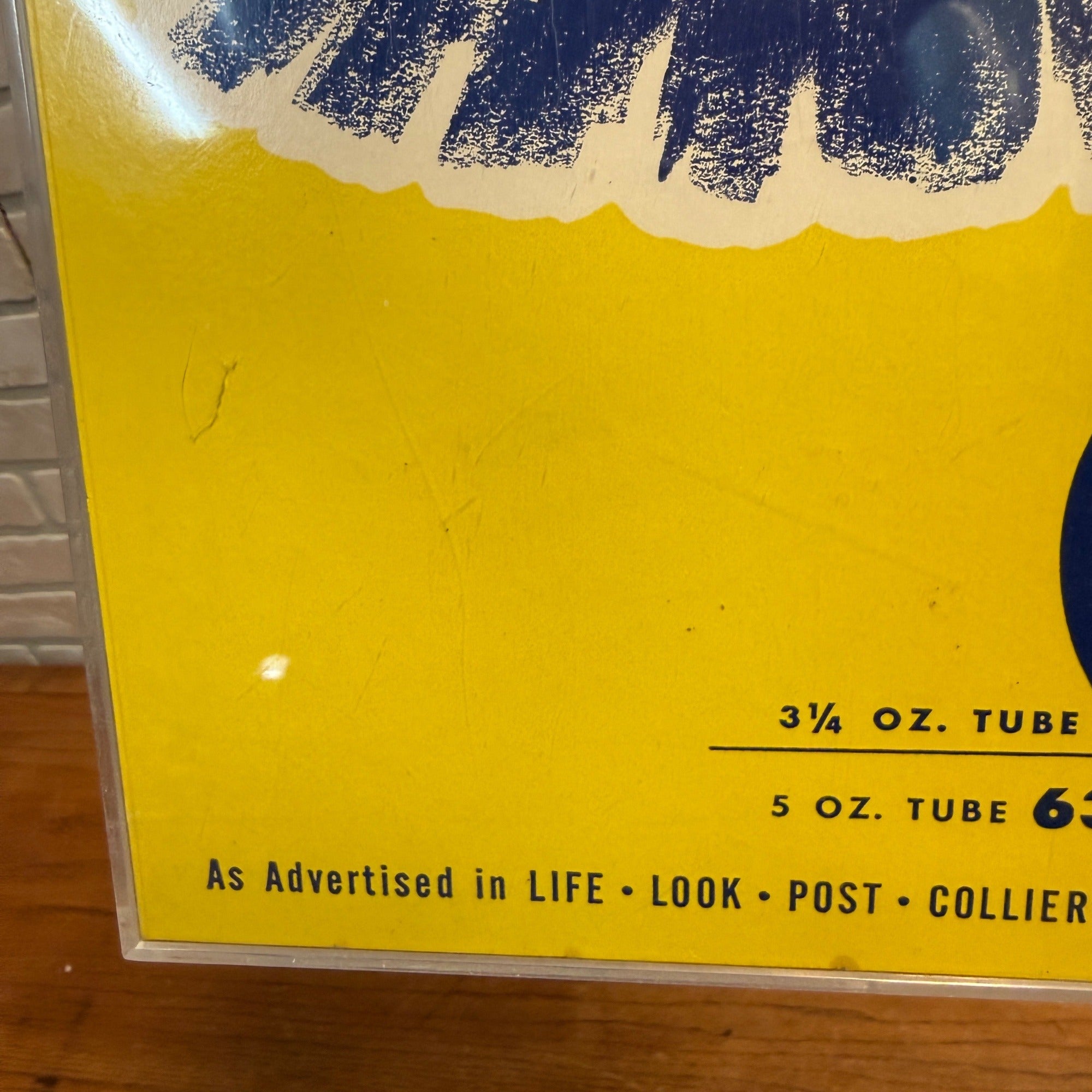 Vintage 1960s Rexall Drug Store Tooth Paste Display Cardstock Advertising Sign