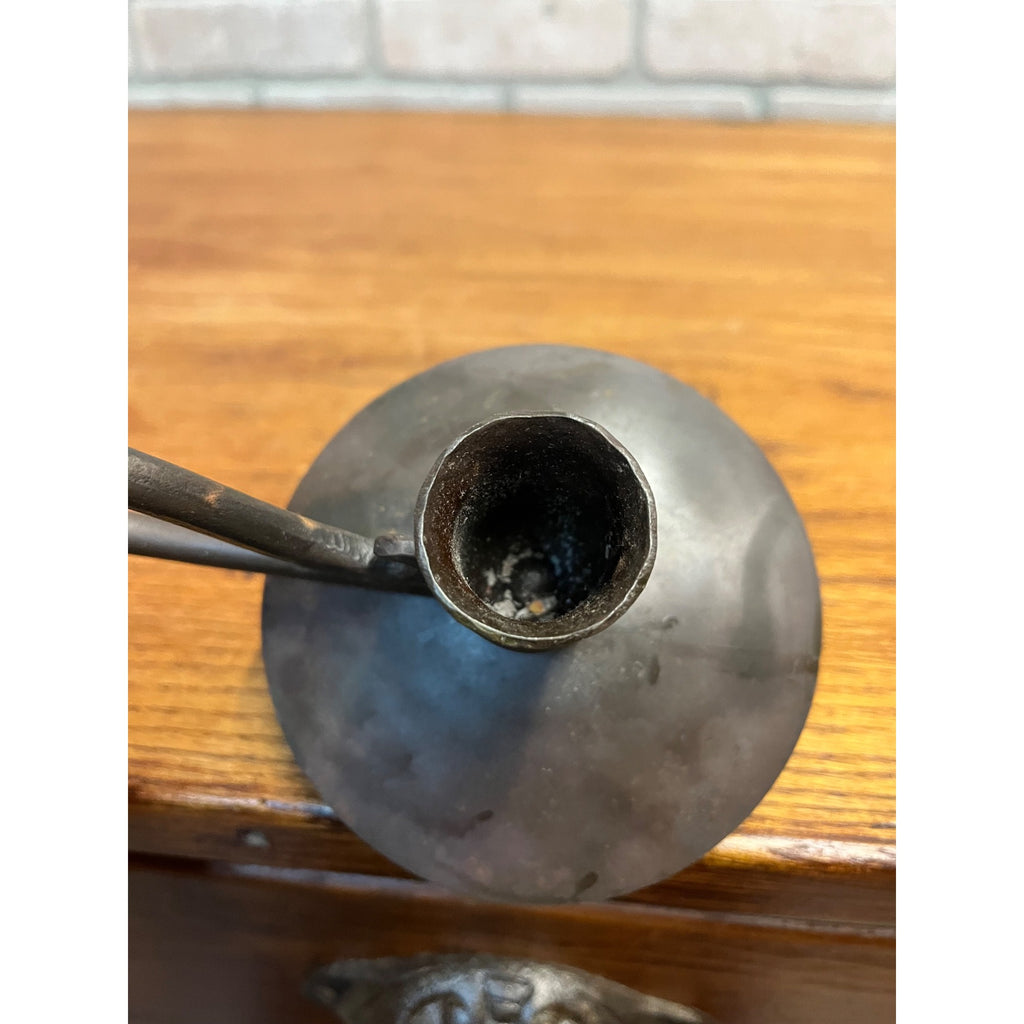 Antique Primitive Forged Hog Scraper Candle Stick Holder Finger Loop