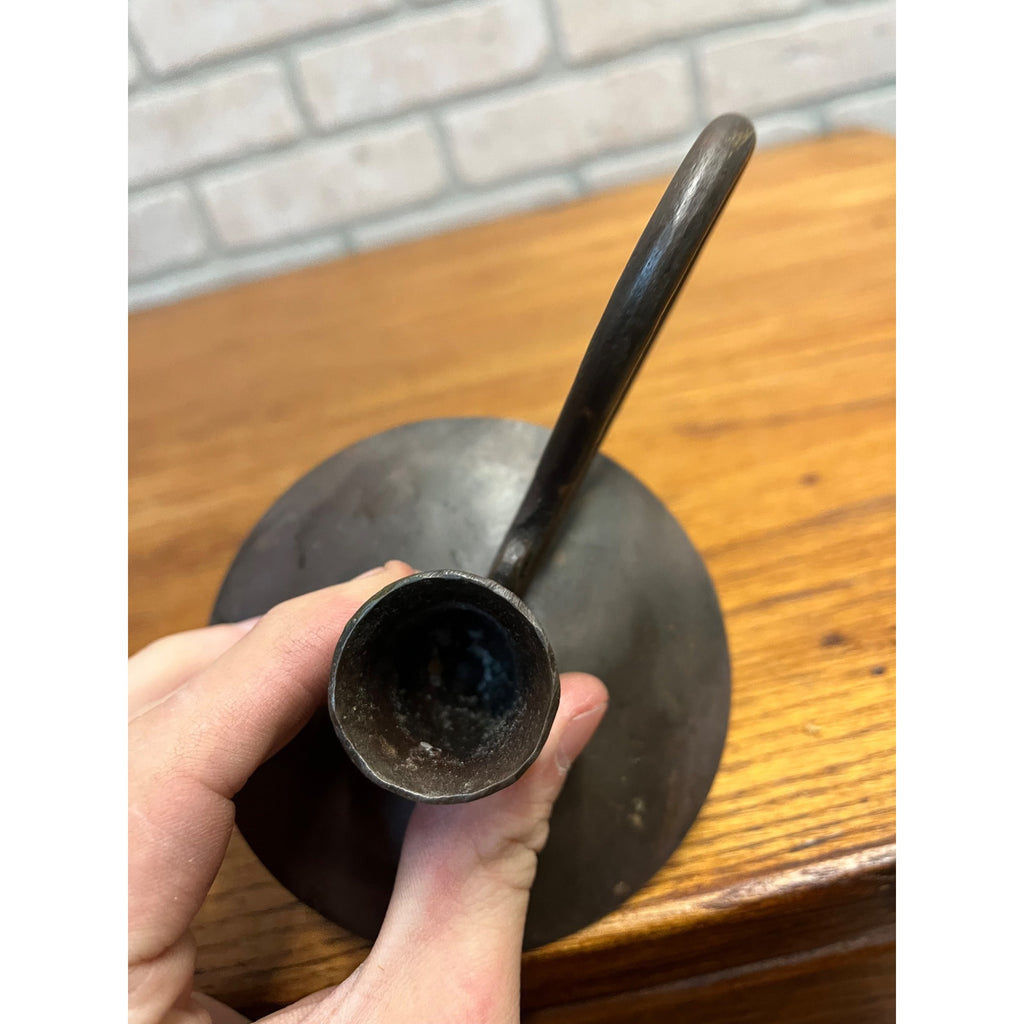 Antique Primitive Forged Hog Scraper Candle Stick Holder Finger Loop
