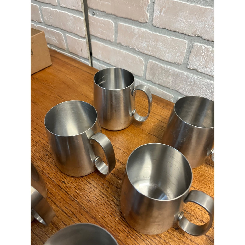 Vintage 1960s Old Hall Stainless PINT Tankards Mugs MCM Robert Welch Set 10