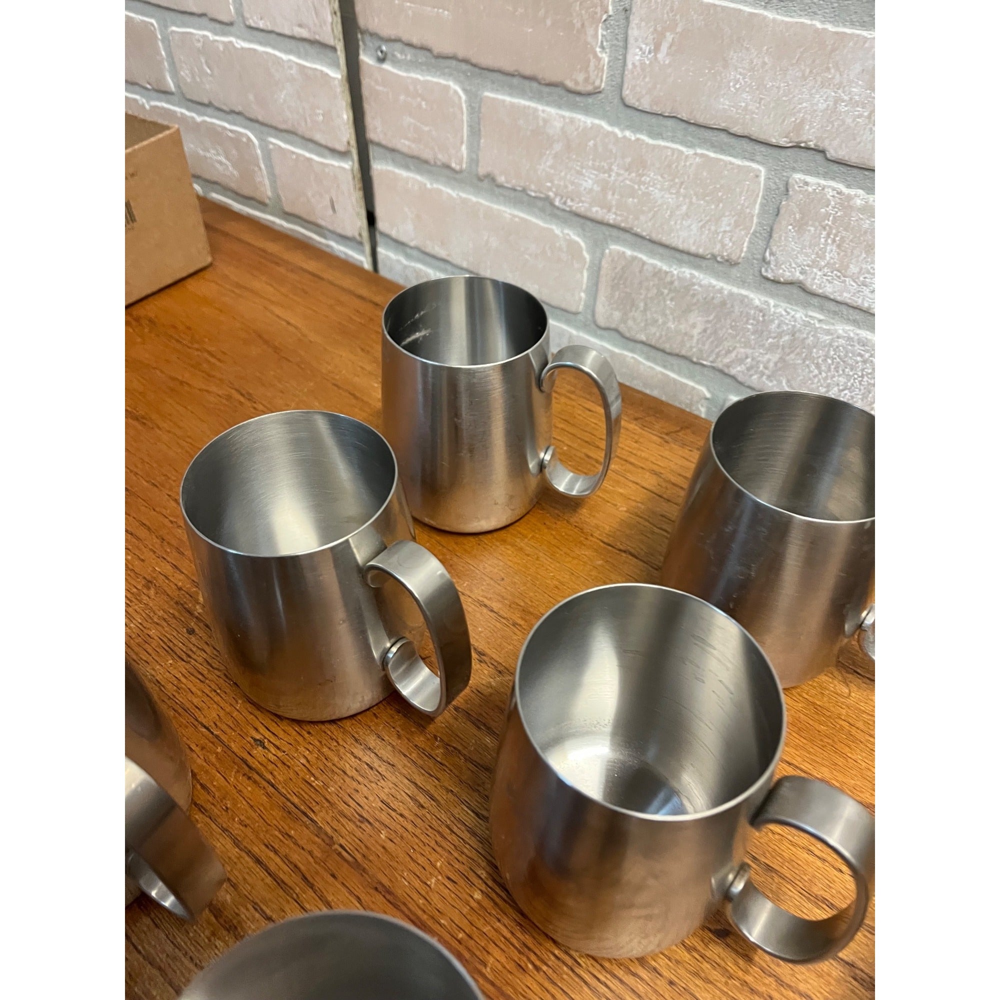 Vintage 1960s Old Hall Stainless PINT Tankards Mugs MCM Robert Welch Set 10