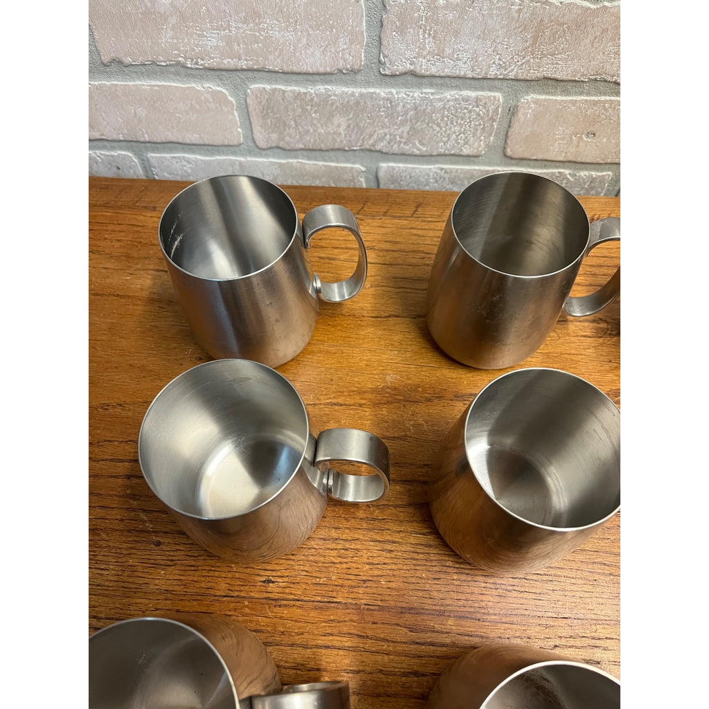 Vintage 1960s Old Hall Stainless PINT Tankards Mugs MCM Robert Welch Set 10