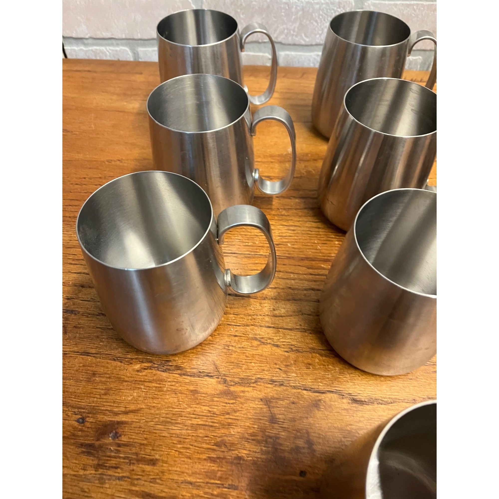 Vintage 1960s Old Hall Stainless PINT Tankards Mugs MCM Robert Welch Set 10