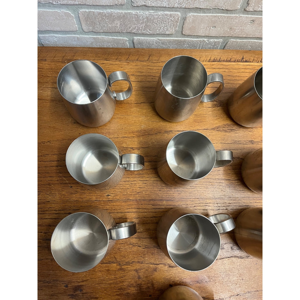 Vintage 1960s Old Hall Stainless PINT Tankards Mugs MCM Robert Welch Set 10