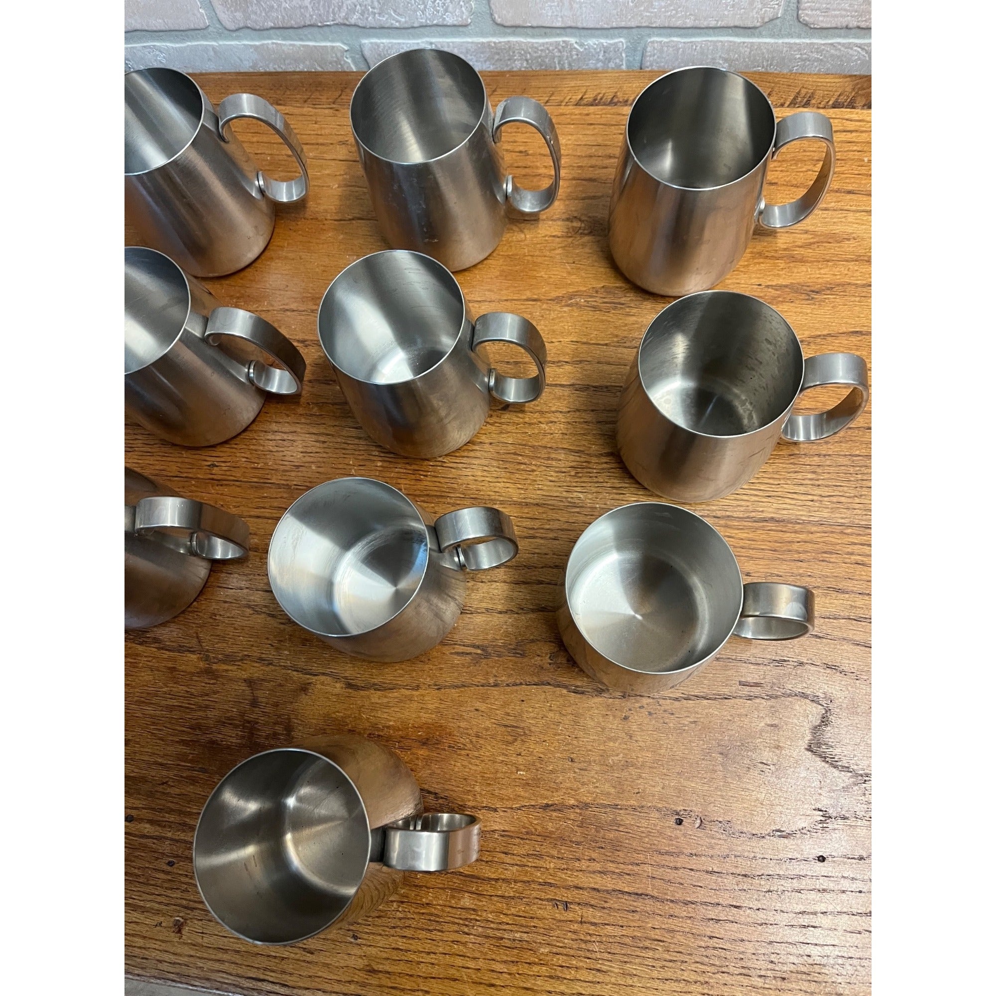 Vintage 1960s Old Hall Stainless PINT Tankards Mugs MCM Robert Welch Set 10