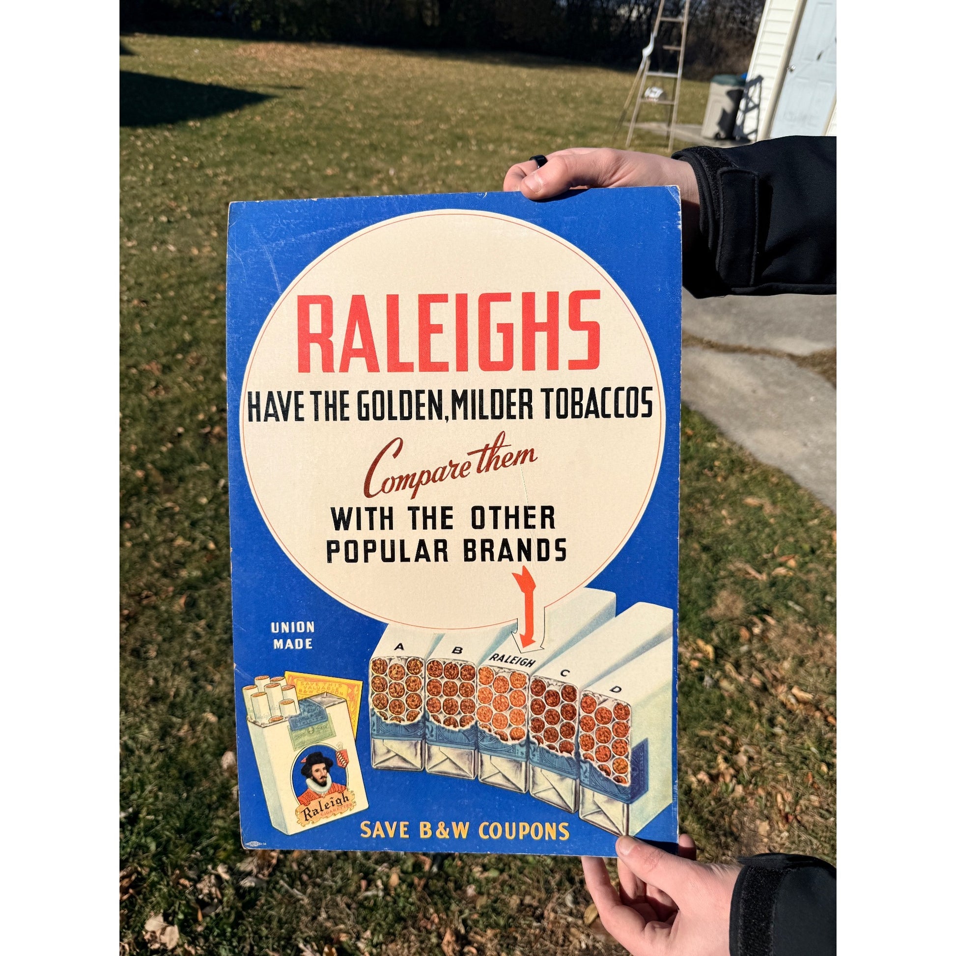 Vintage Raleigh's Tobacco Cigarettes Advertising Store Display Sign Cardstock