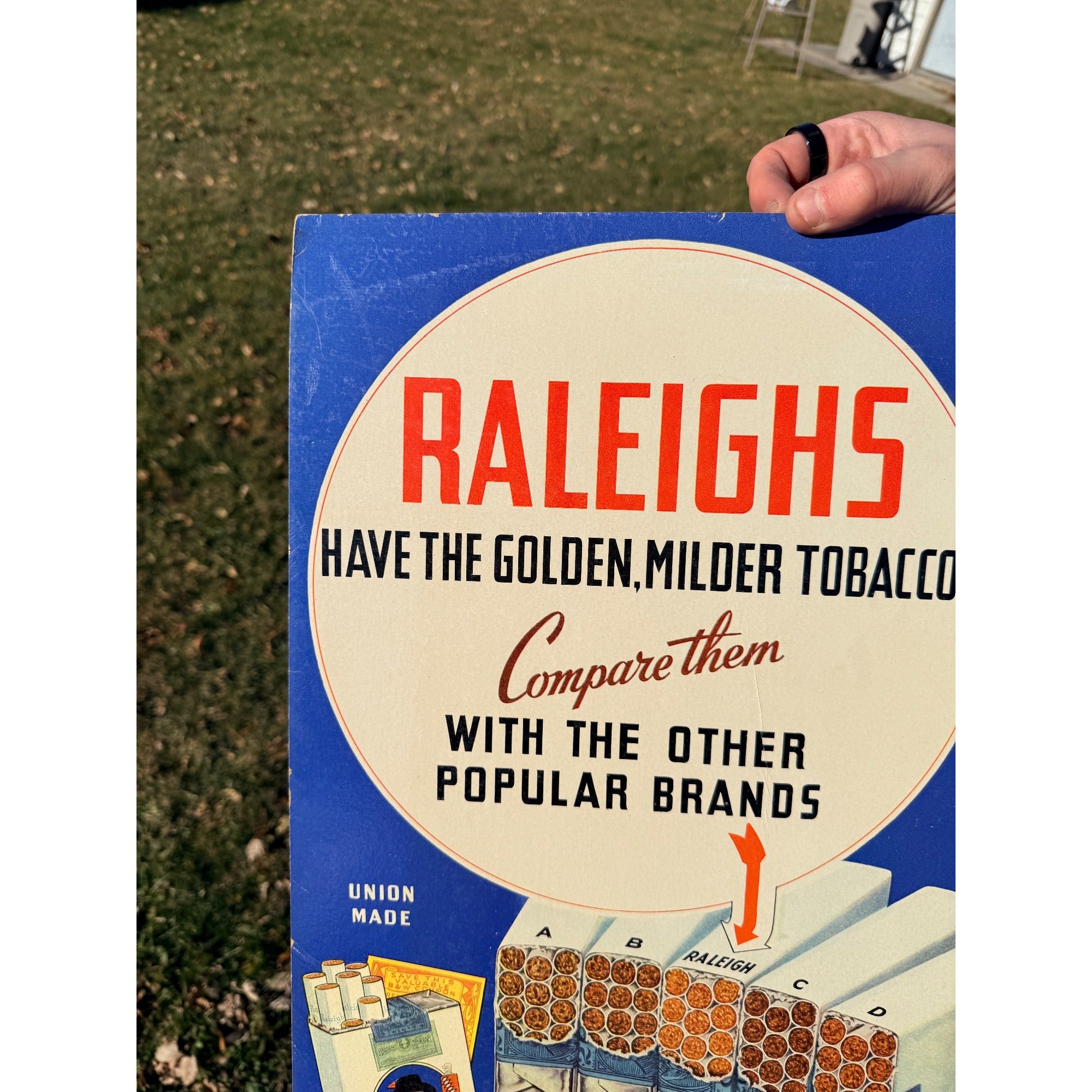 Vintage Raleigh's Tobacco Cigarettes Advertising Store Display Sign Cardstock