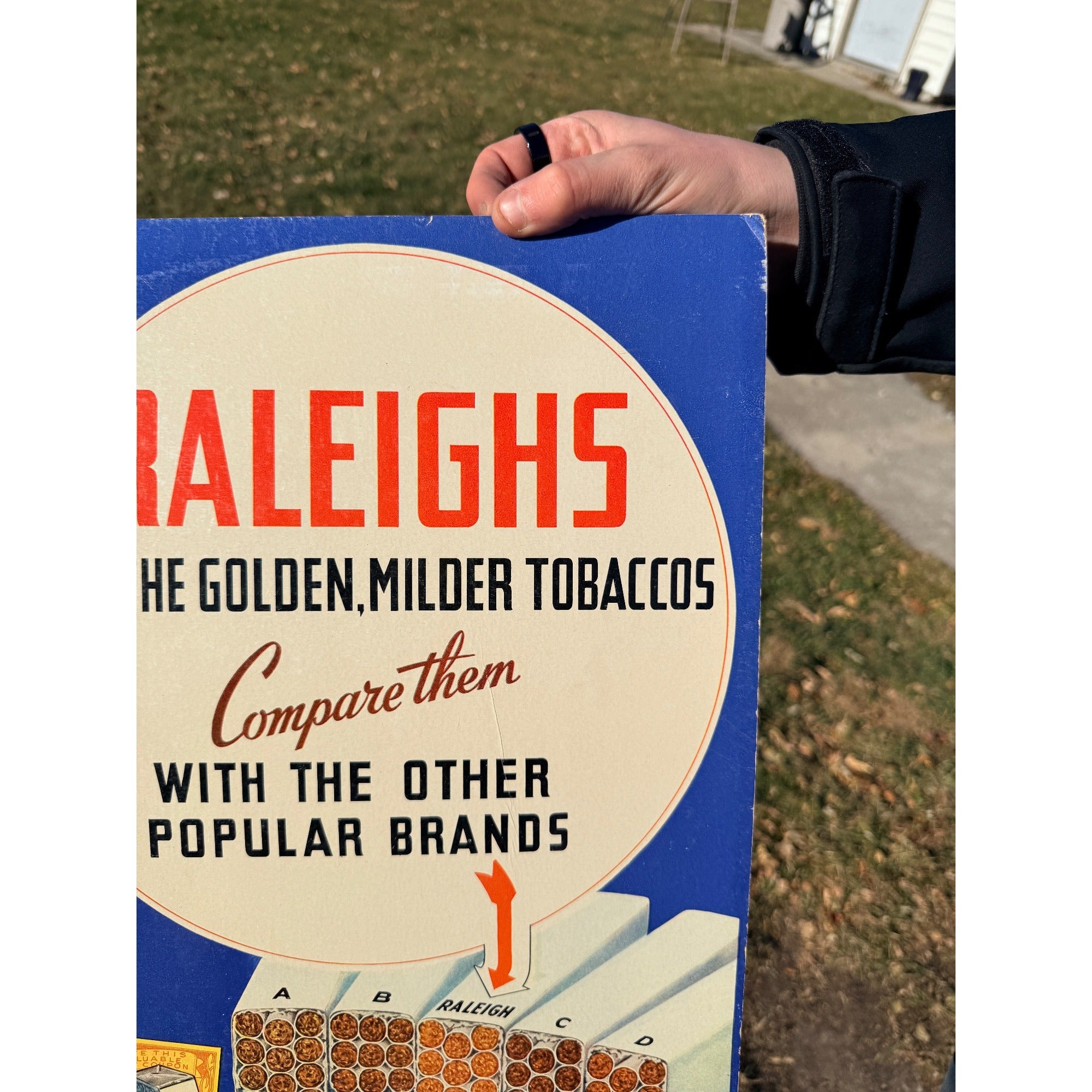 Vintage Raleigh's Tobacco Cigarettes Advertising Store Display Sign Cardstock