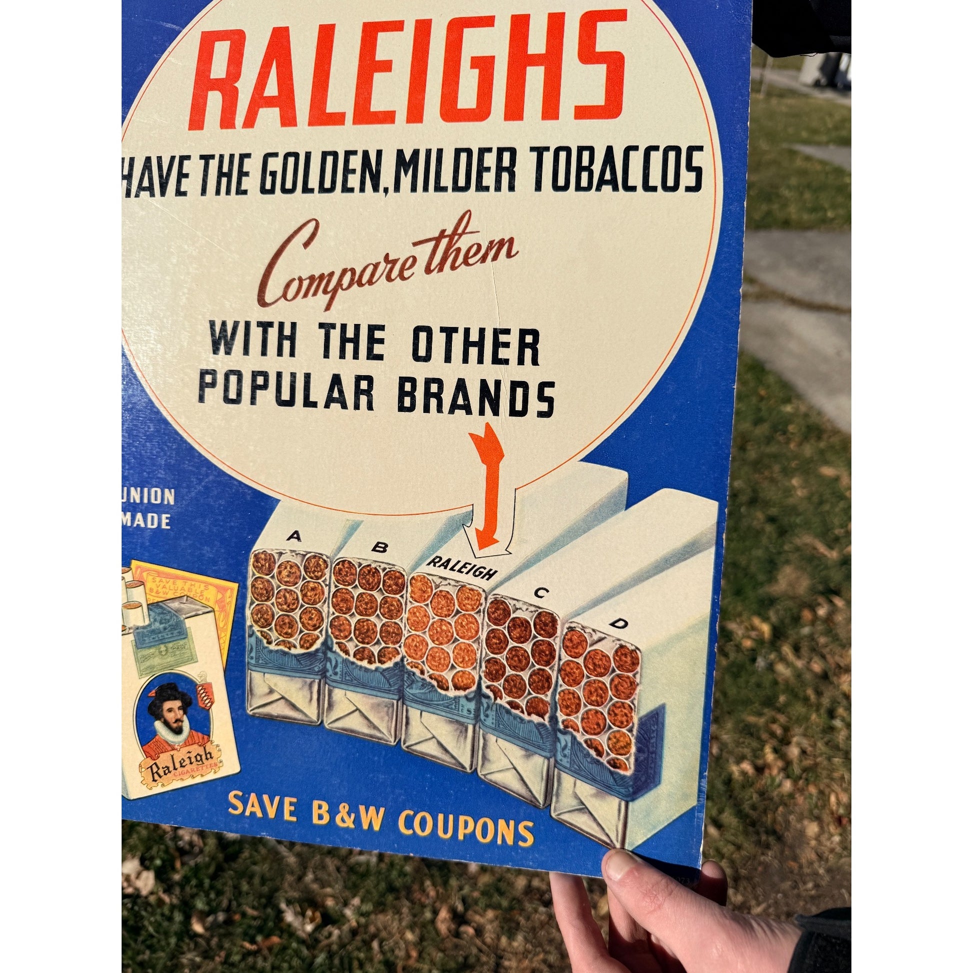 Vintage Raleigh's Tobacco Cigarettes Advertising Store Display Sign Cardstock