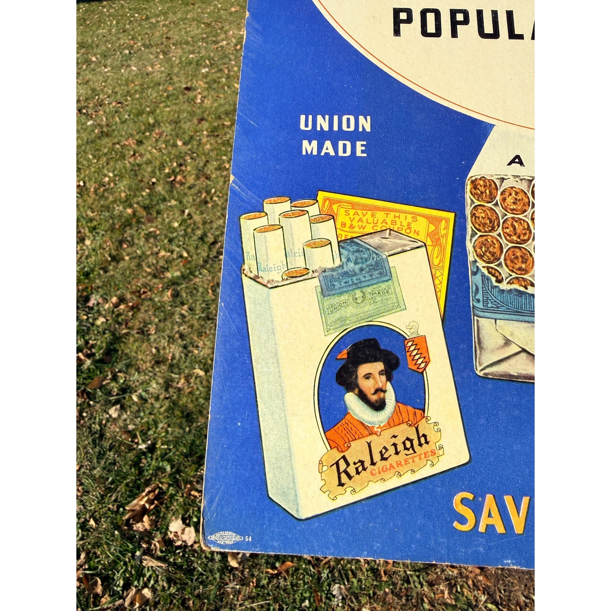 Vintage Raleigh's Tobacco Cigarettes Advertising Store Display Sign Cardstock