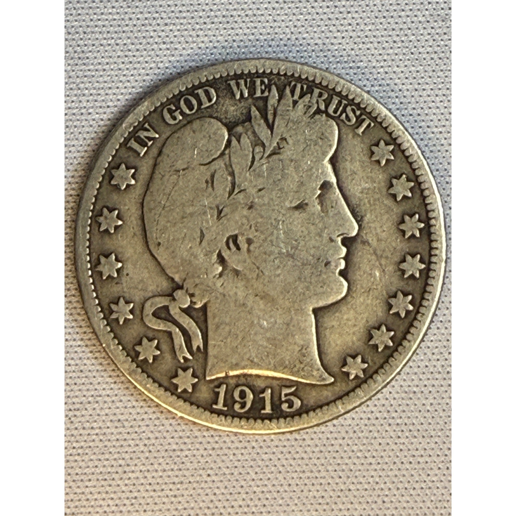 1915-D Barber Half Dollar Silver Coin