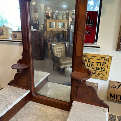 Antique Two-Tone Wooden Dresser W/ Mirror and Granite Top Orante