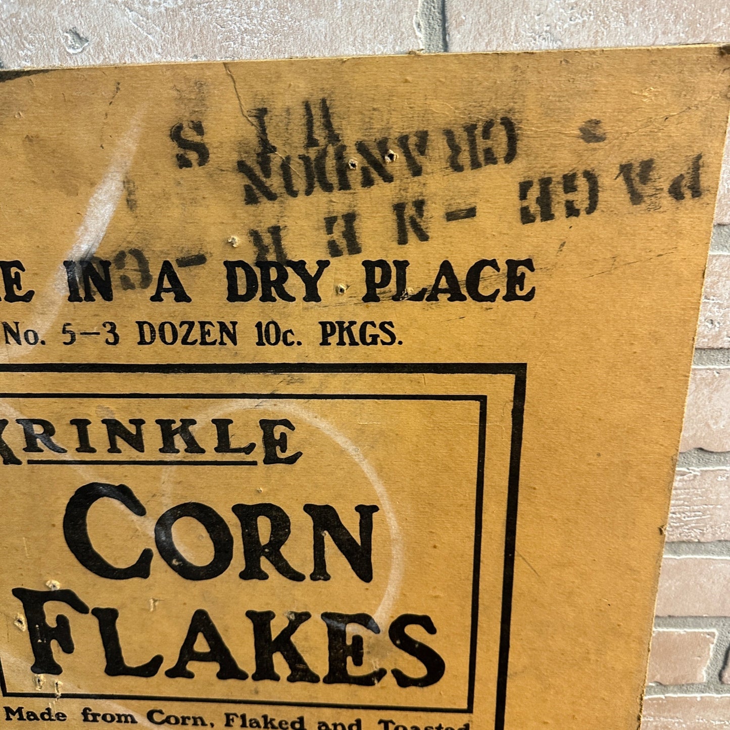 Antique Battle Creek Krinkle Corn Flakes Cereal 1910s Advertising Sign Cardboard