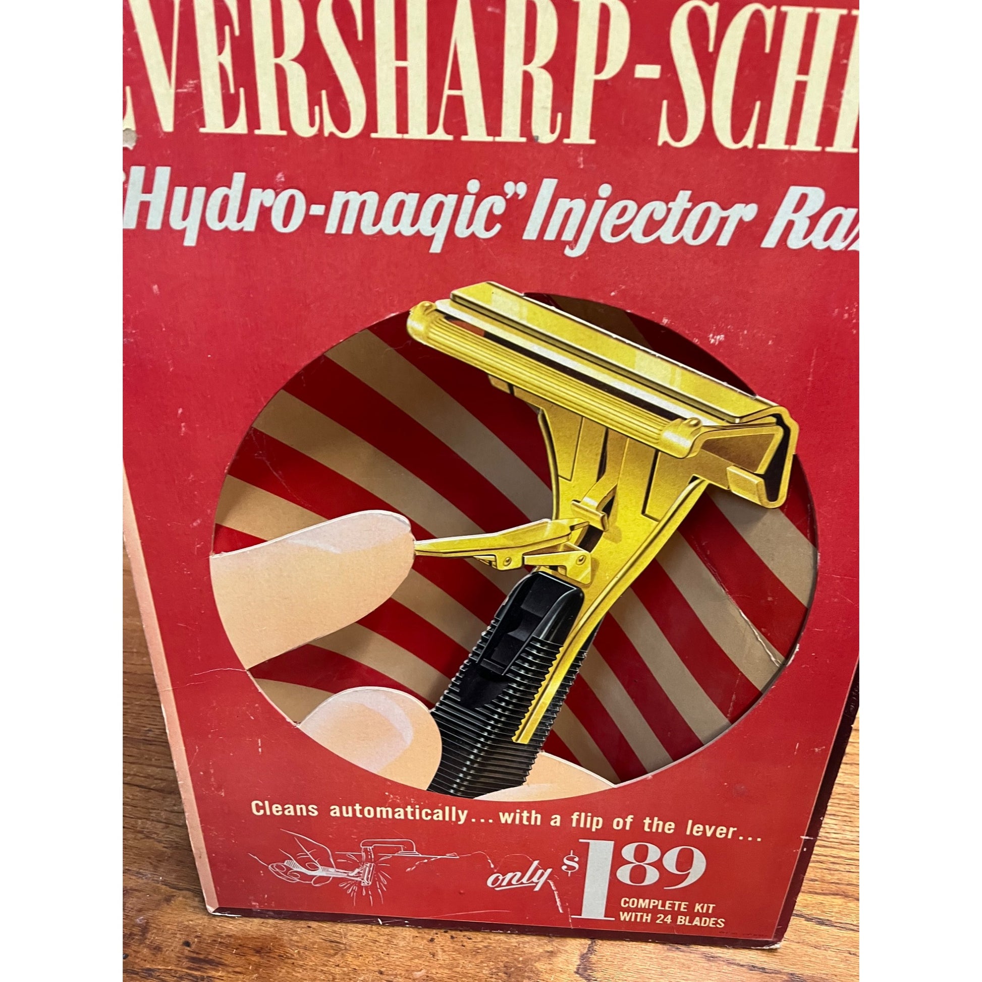 Vintage EverSharp Schick Injector Safety Razor Advertising Store Display Sign