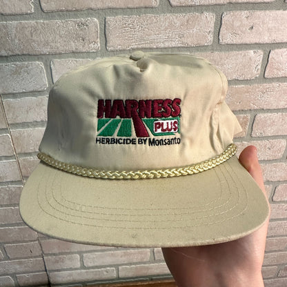 90S STRAPBACK FARMER HAT CAP ROPE BRAID MONSANTO HARNESS PLUS USA