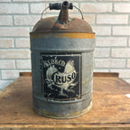 Vintage 1900s HSB & Co. Cruso Chicken Hen Galvanized Oil Can Farm Advertising