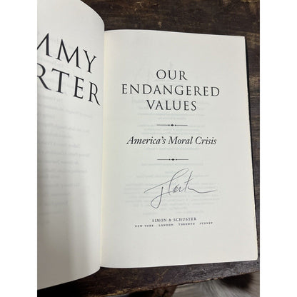 Jimmy Carter SIGNED "Our Endangered Values" Hardcover Book Autographed