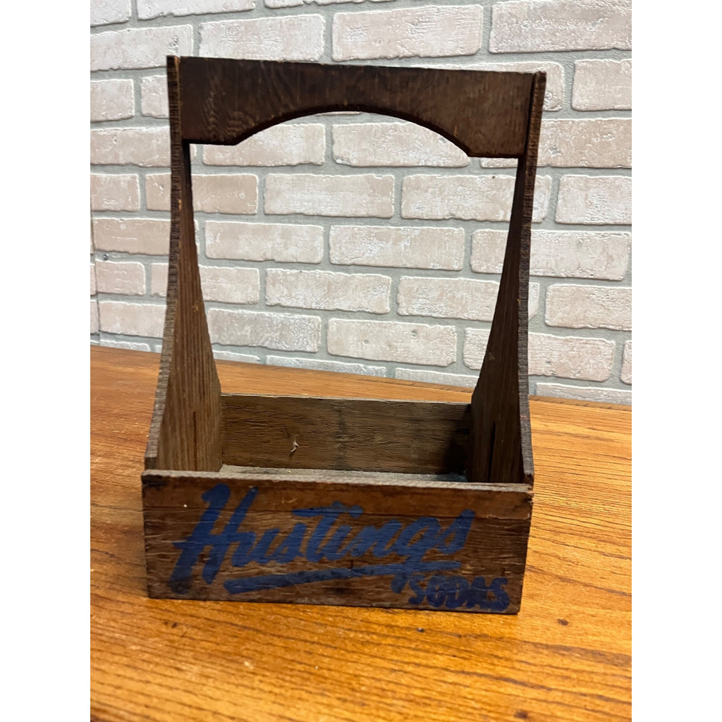 RARE Vintage 1940s Hustings Sodas Milwaukee Wis 6-Pack Bottle Carrier Wisconsin