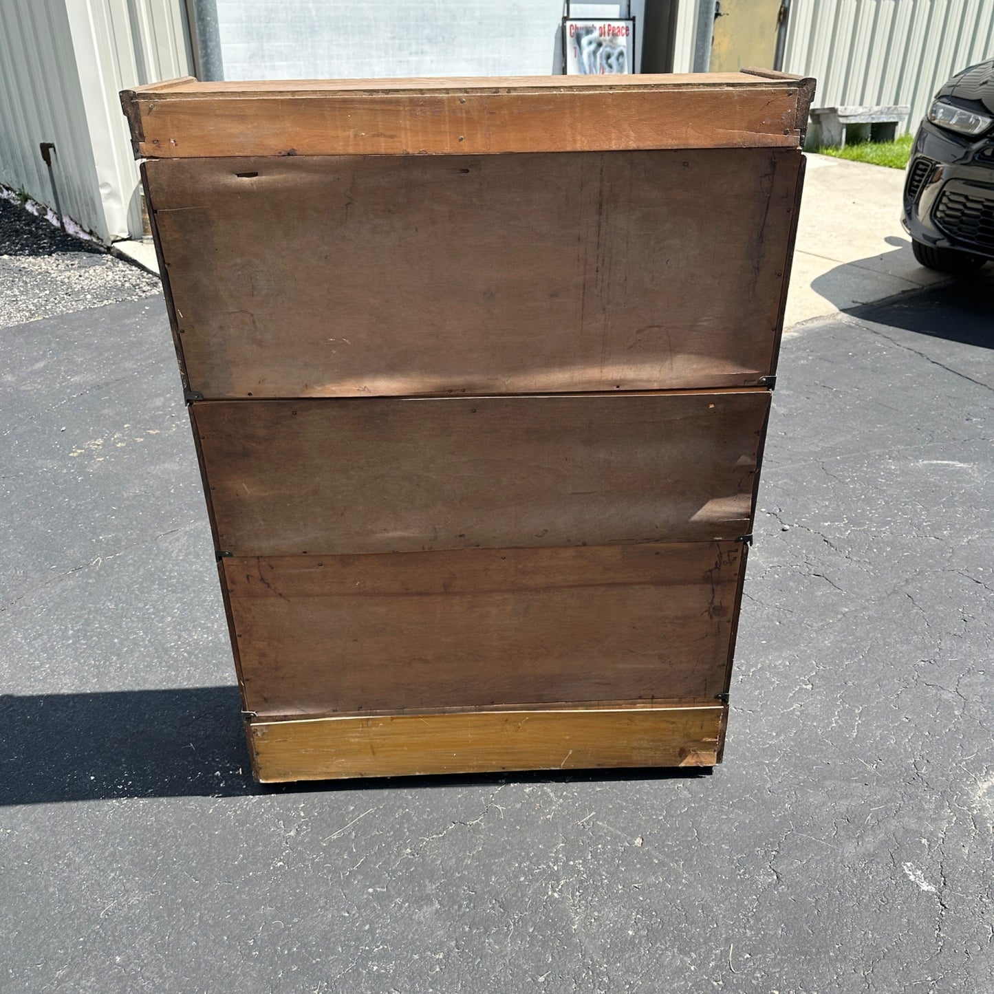 Vintage 3-Stack Macey Wooden Lawyer Barrister Bookcase Shelf w/ Glass Doors