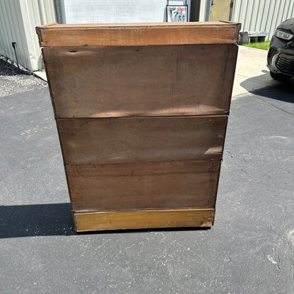 Vintage 3-Stack Macey Wooden Lawyer Barrister Bookcase Shelf w/ Glass Doors