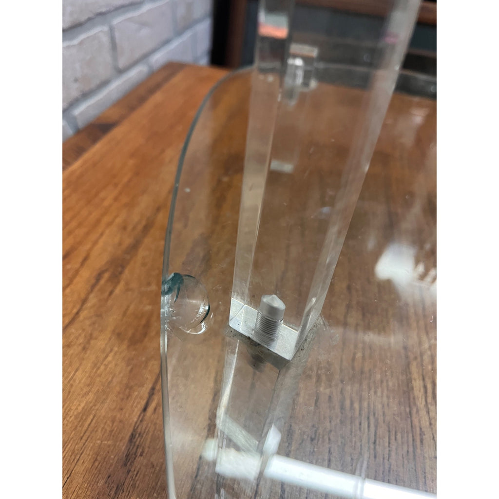 Vintage 1960s Store Display 2-Tier Kidney-Shaped Glass Display Stand Shelf
