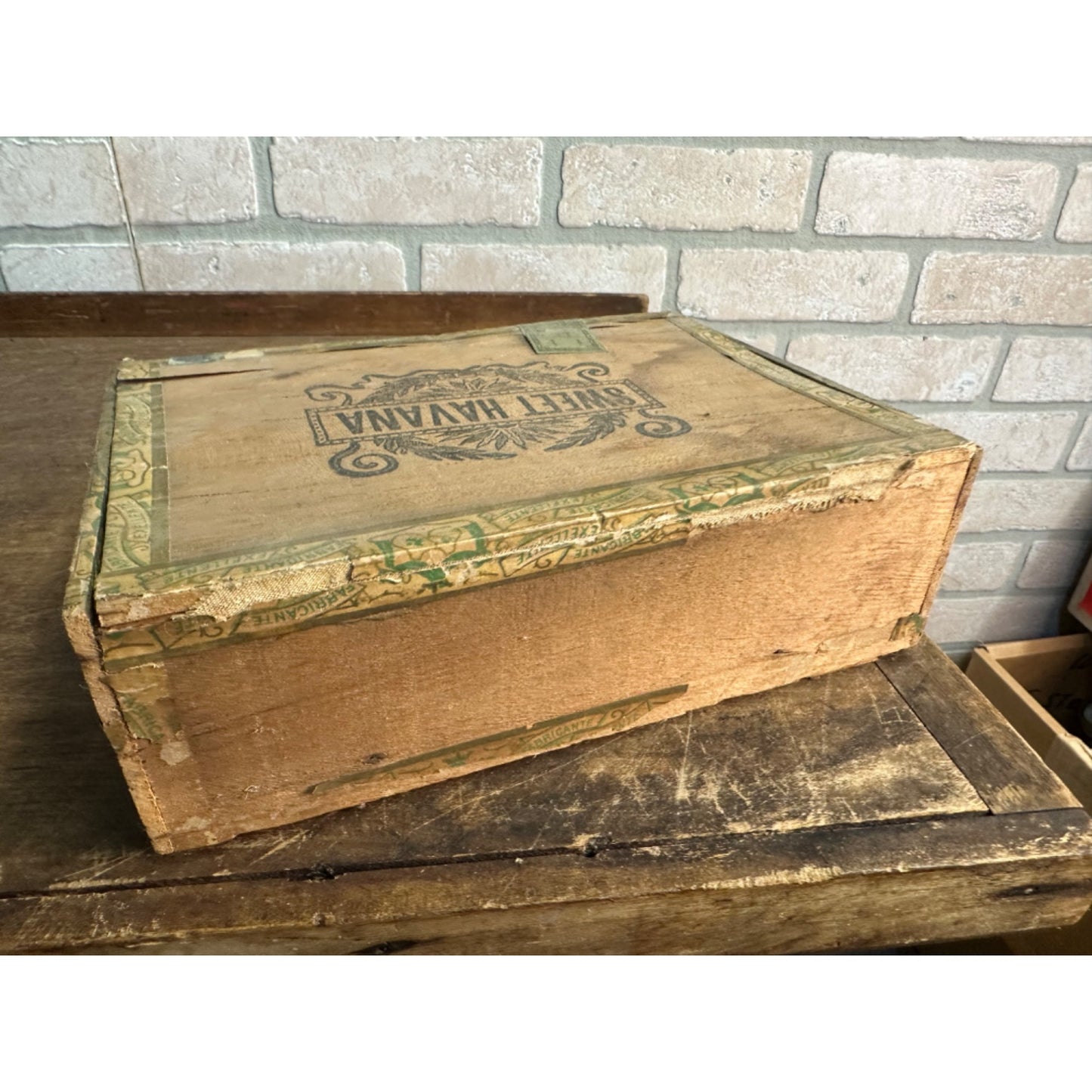 RARE Vintage 1900s Sweet Havana Wooden Cigar Box Robert Lill Manitowoc Wis