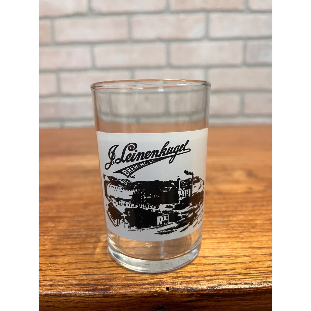 Vintage Leinenkugel's Brewing Co. Beer Shell Glass Barware 3.5" Factory Scene