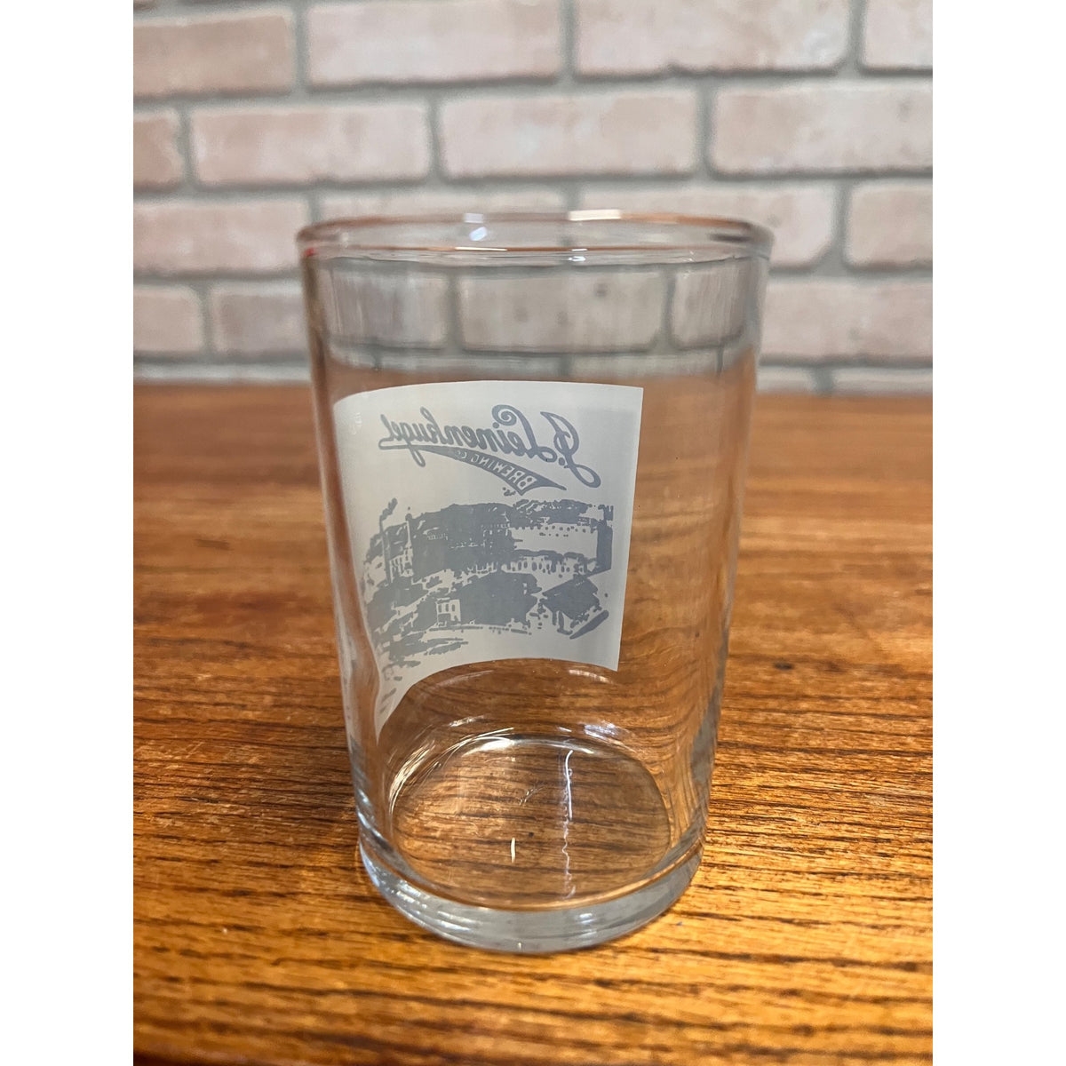 Vintage Leinenkugel's Brewing Co. Beer Shell Glass Barware 3.5" Factory Scene
