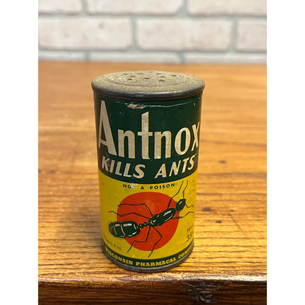 Vintage Antnox Kills Ants Tin Can Advertising Wisconsin Pharmacal Company