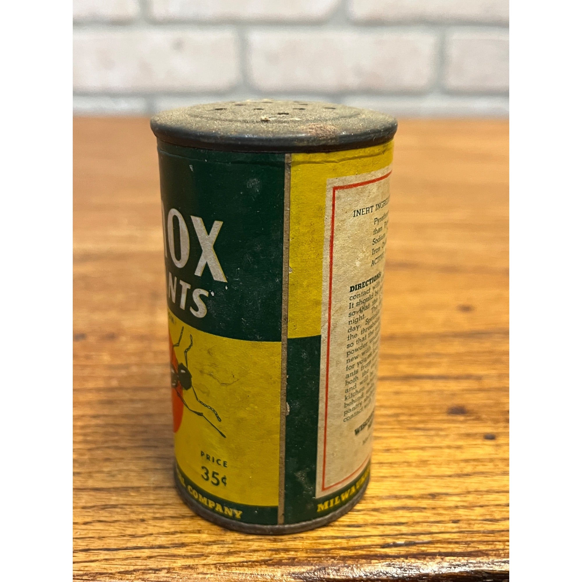 Vintage Antnox Kills Ants Tin Can Advertising Wisconsin Pharmacal Company
