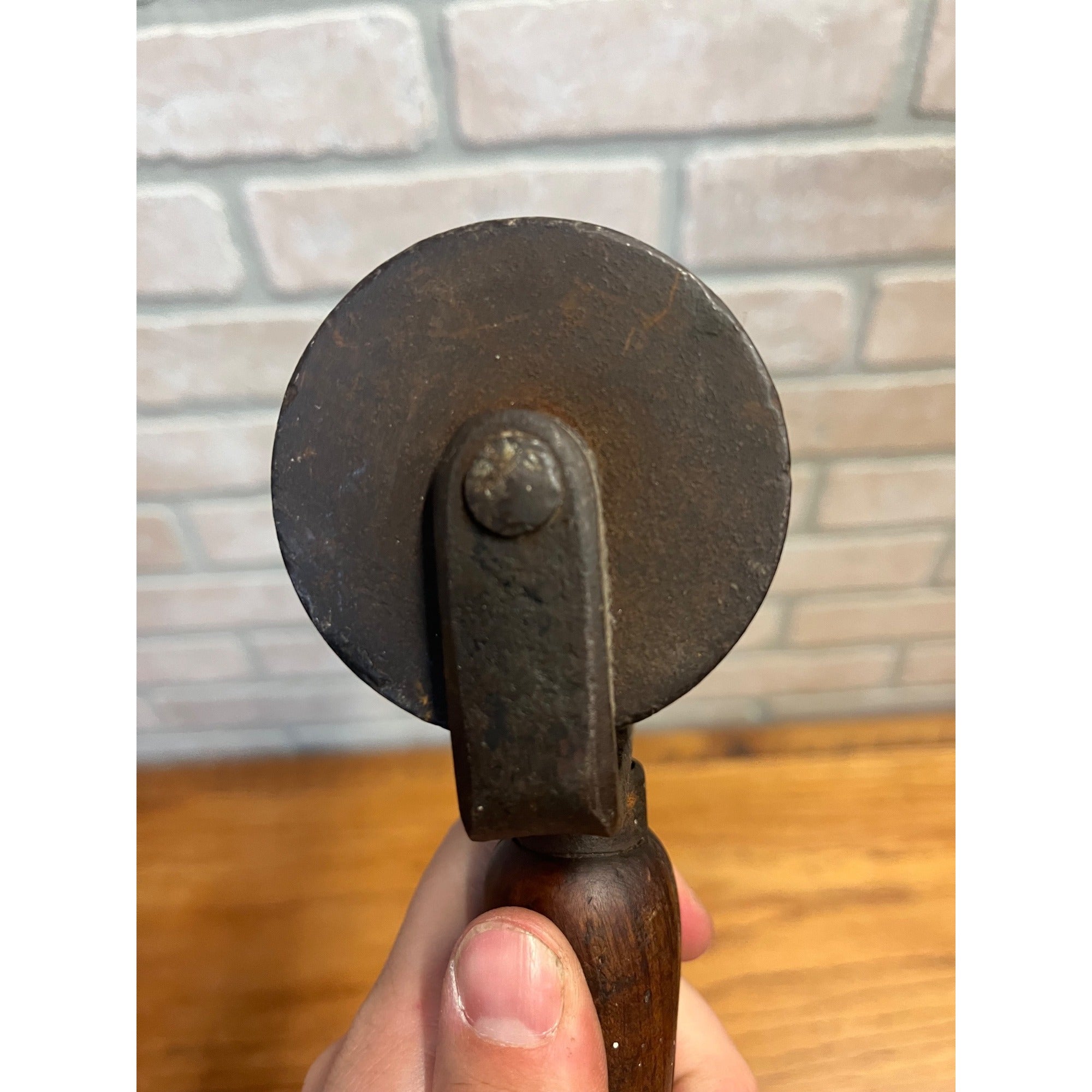 Antique Vintage Wooden Handled Pressure Roller - Leather Pressing / Gluing Tool