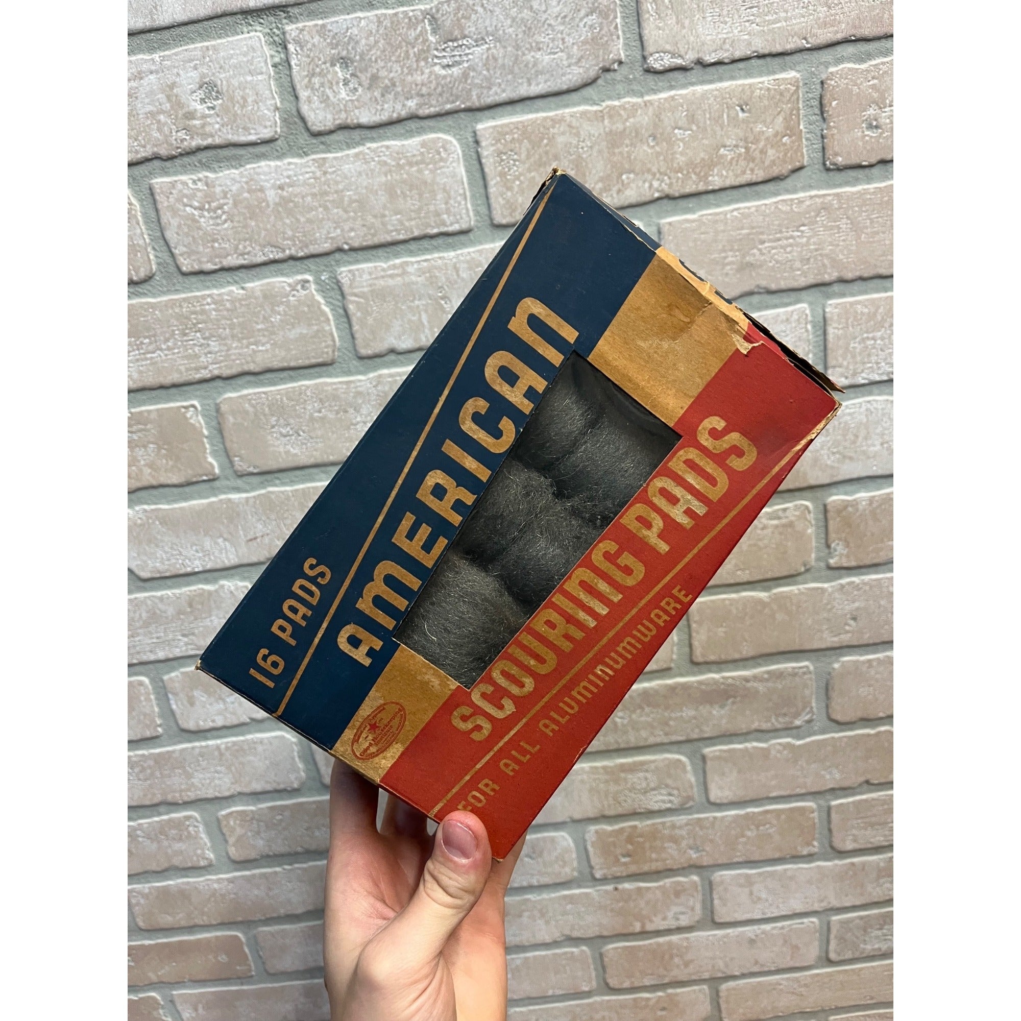 Vintage 1950s American Steel Wool Scouring Pads Box + Pads Film Prop Decor