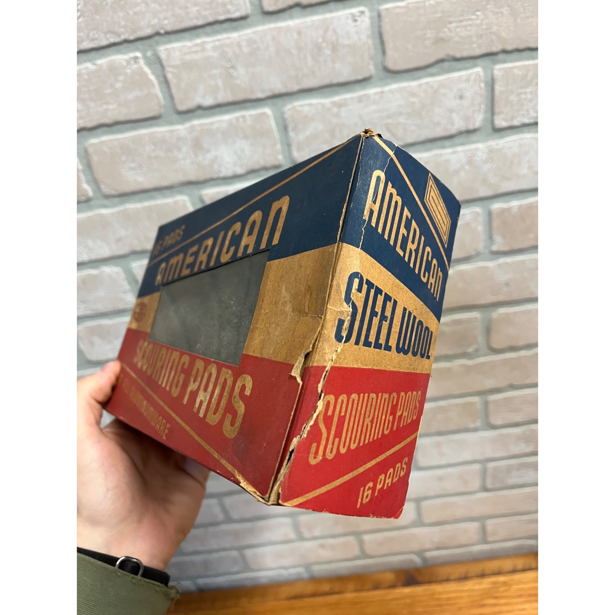 Vintage 1950s American Steel Wool Scouring Pads Box + Pads Film Prop Decor