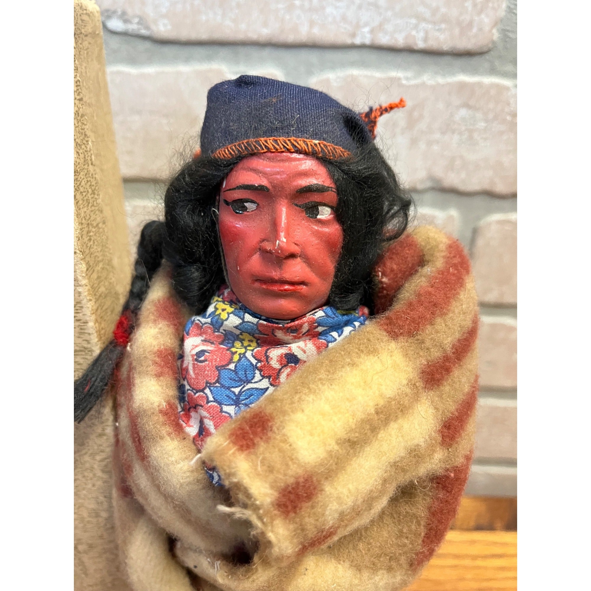 Vintage Minnetonka Indian Doll Native American Blanket Wrapped Figure 11.5" Toy