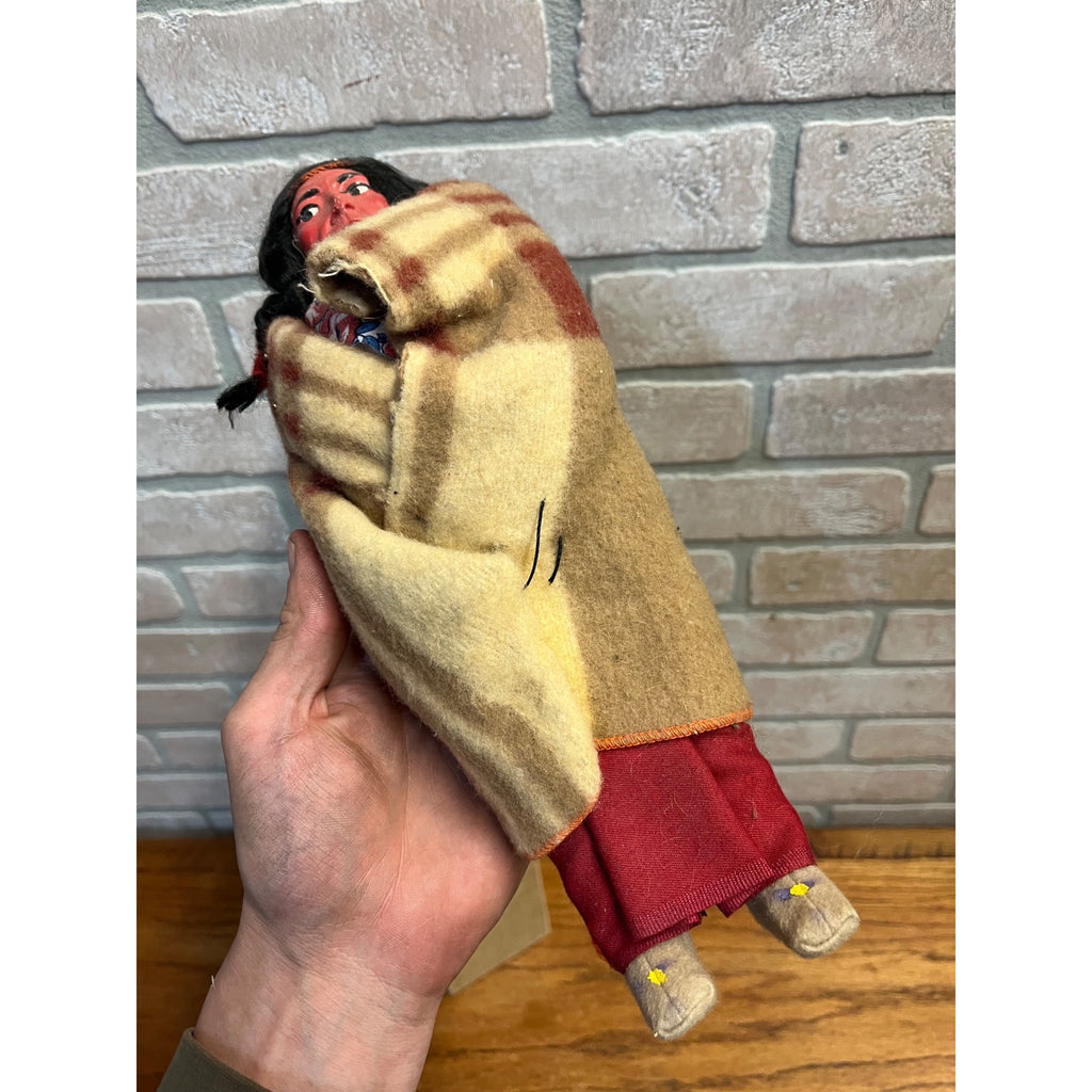 Vintage Minnetonka Indian Doll Native American Blanket Wrapped Figure 11.5" Toy