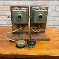 Pair Vintage Green Connecticut Elec. Wall Telephone Intercom Phone